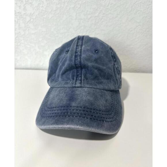 Light Washed Denim Blue Cotton Baseball Cap Hat One Size Fits Most Hook and Loop - Picture 1 of 6